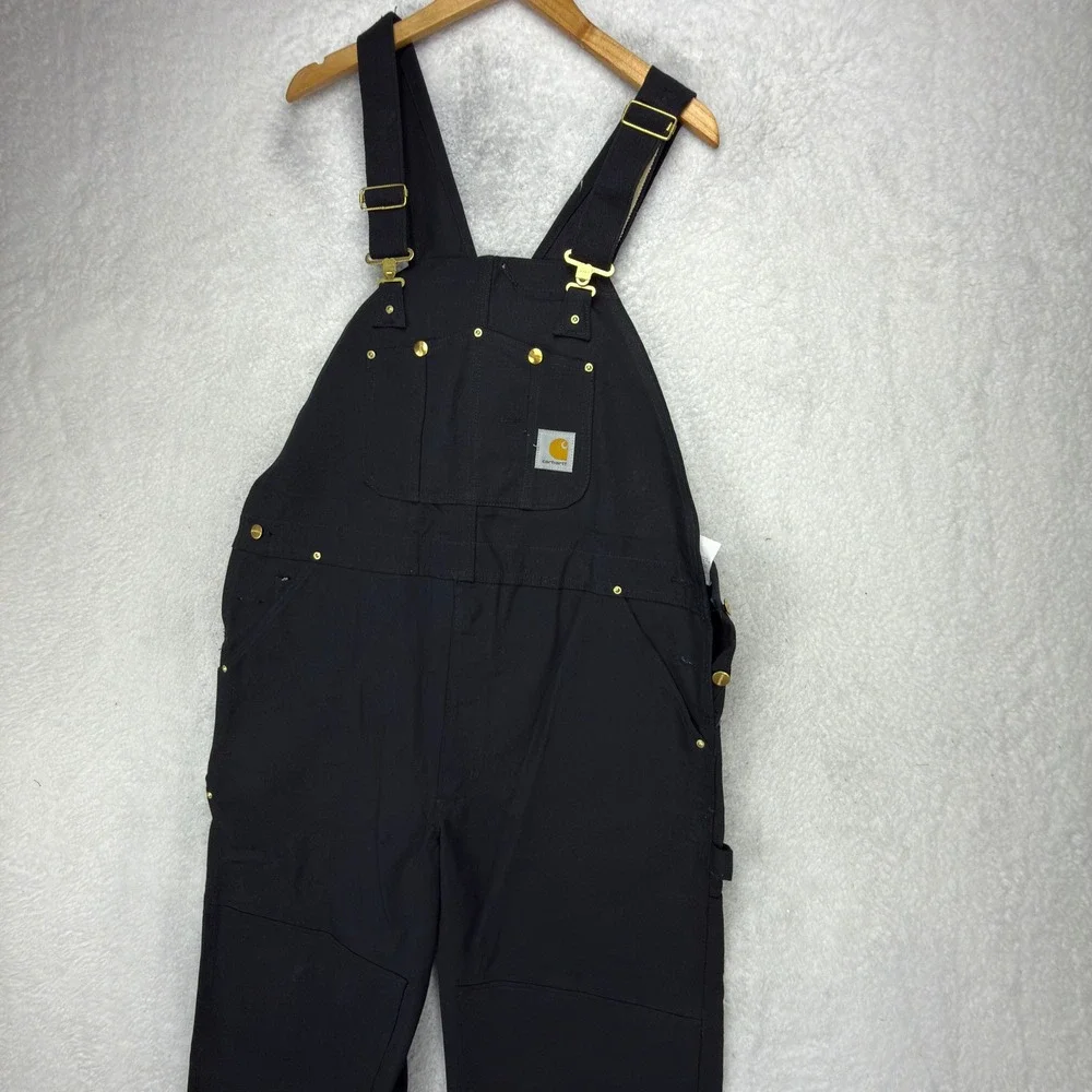 Carhartt Double Knees Duck Bibs Overalls Mens 40x32 R01 BLK Black NWT NOS READ‎